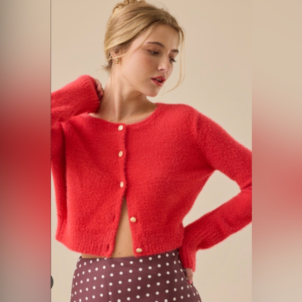 Altar'd State Vibrant Red Cardigan